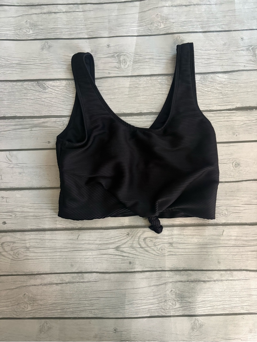 Classic Black Knot-Front Bikini Top - Women Swim Bikinis